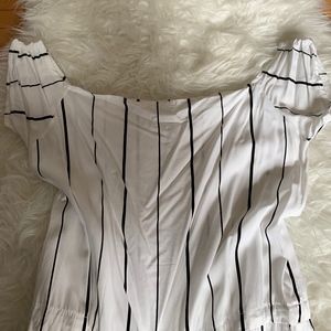 Striped Romper with Ruffled Bottoms